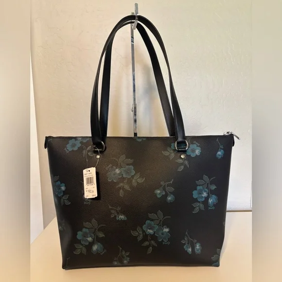 NWT Coach Gallery Victorian Floral Tote Bag!Black Blue